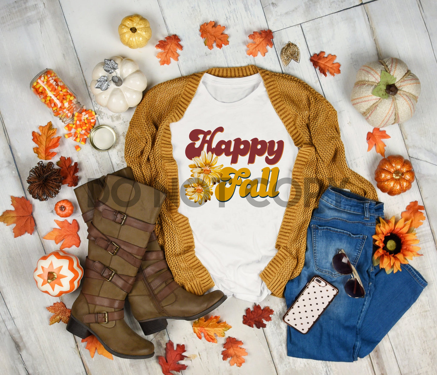 Happy Fall Flowers Sublimation print