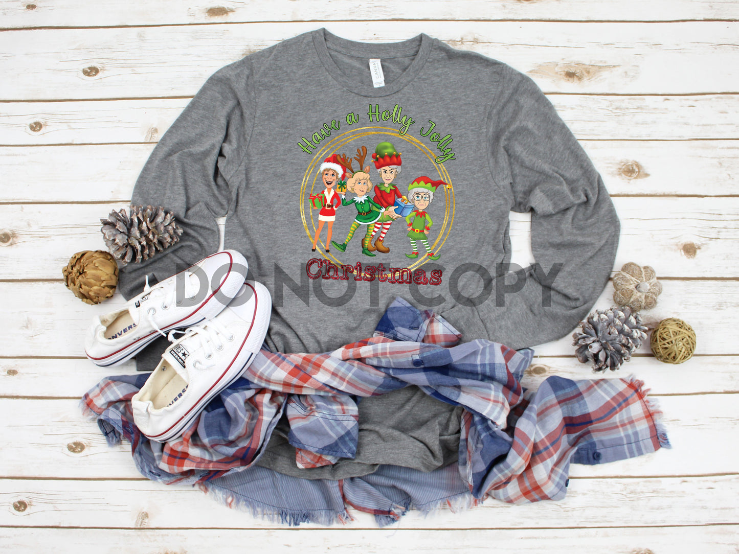 Golden have a Holly jolly Christmas ALTA CALOR Transferencia de serigrafía a todo color