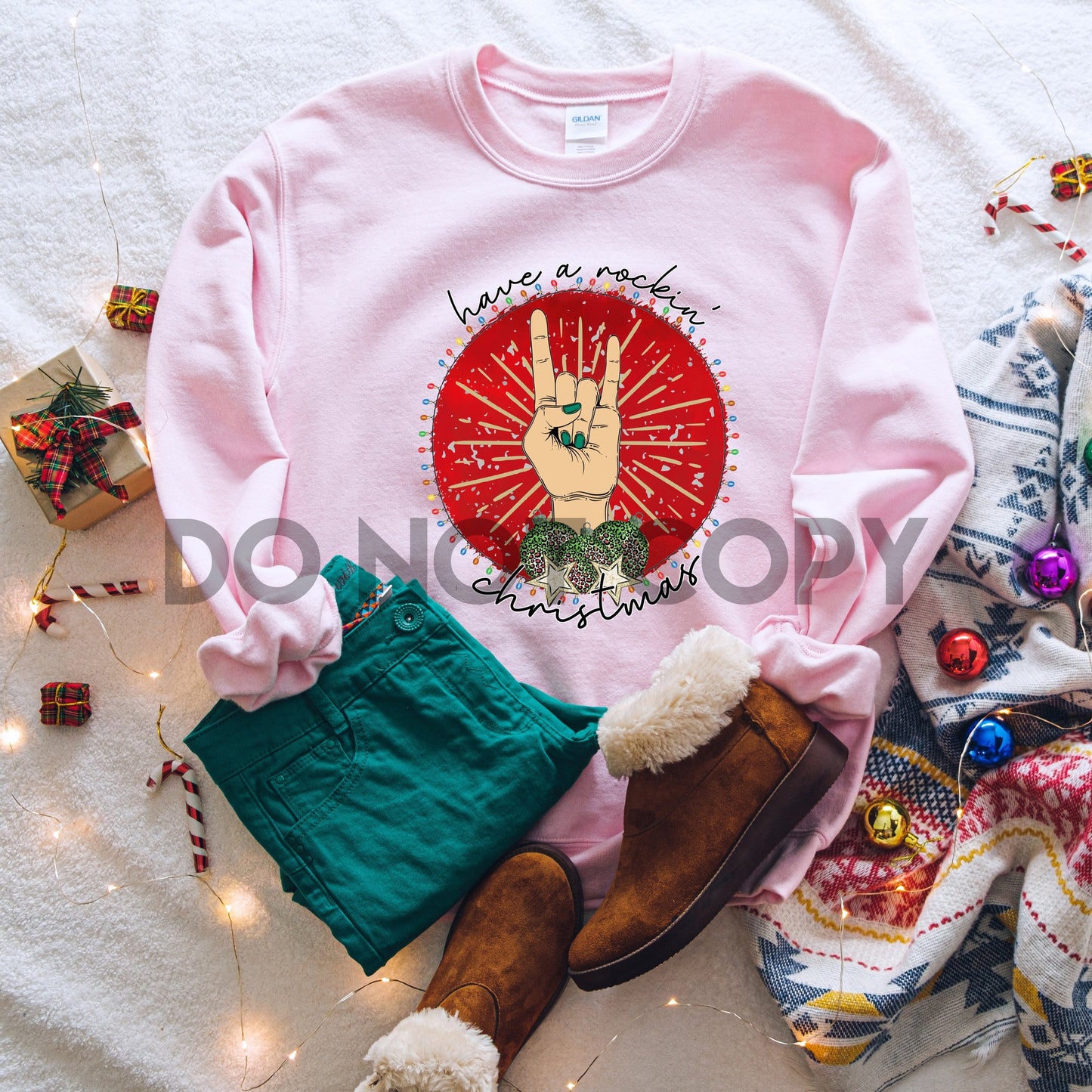 Have a Rockin' Christmas HIGH HEAT Full color Screen Print transfer