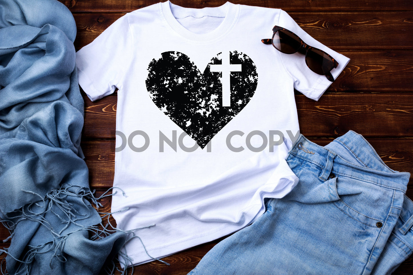 Black Heart Cross Sublimation Print