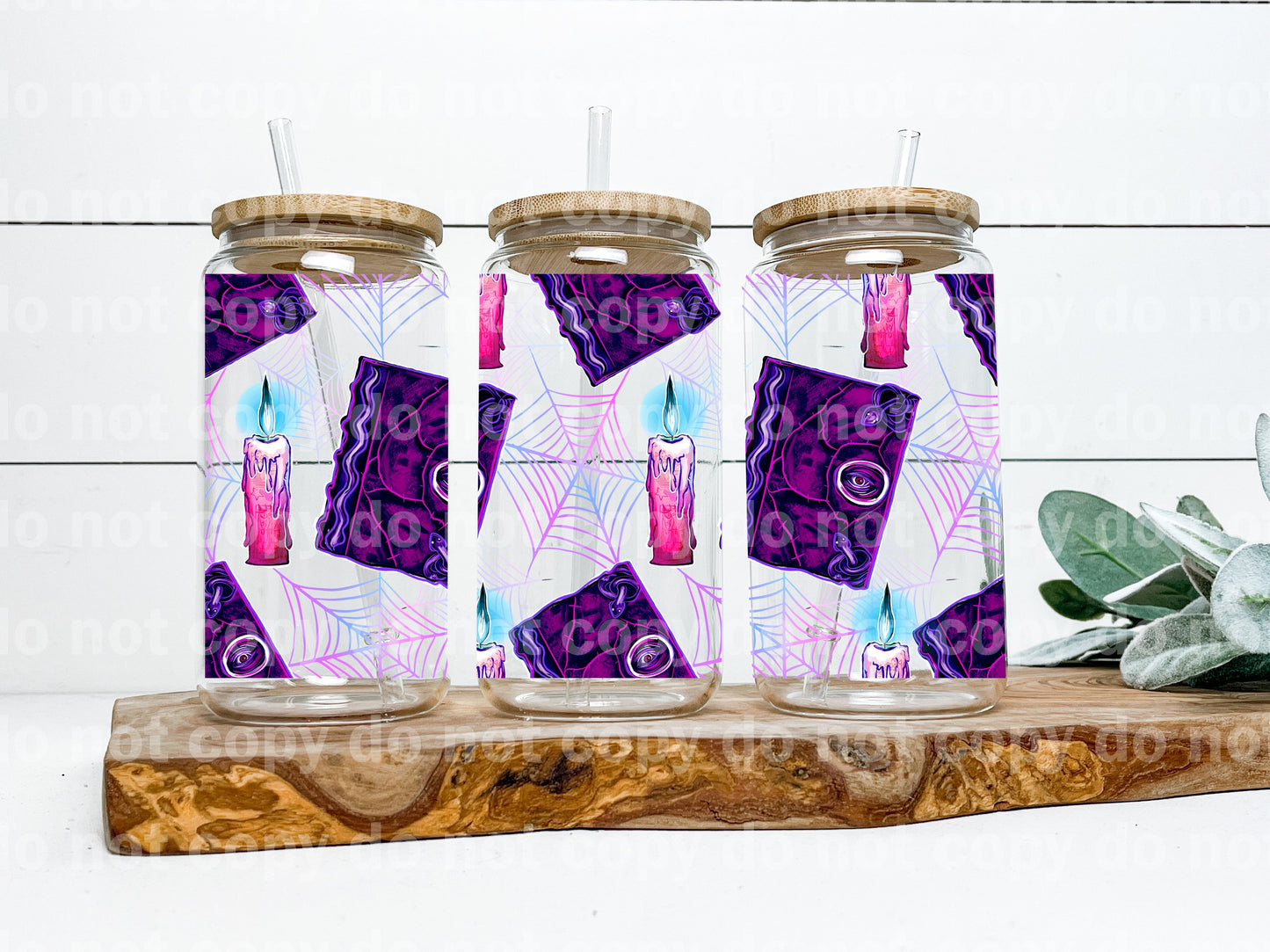 Spell Book HP witches black Candle 16oz Cup Wrap