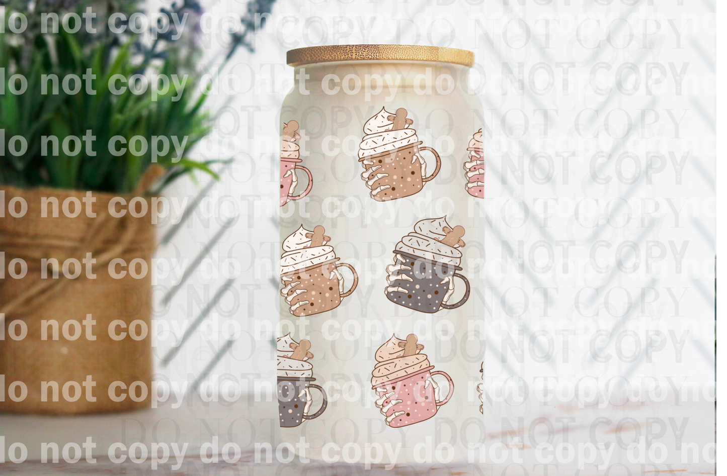 Hot Chocolate Skellie Hand 16oz Cup Wrap