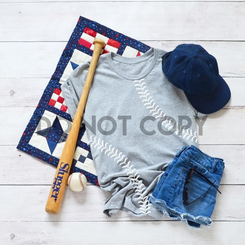 Baseball stitching one color red white or blue Screen print transfer Plastisol ink one color
