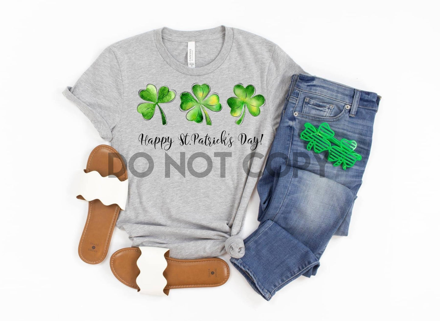 Happy St Patrick’s day watercolor clover shamrocks high heat Full color Screen Print transfer