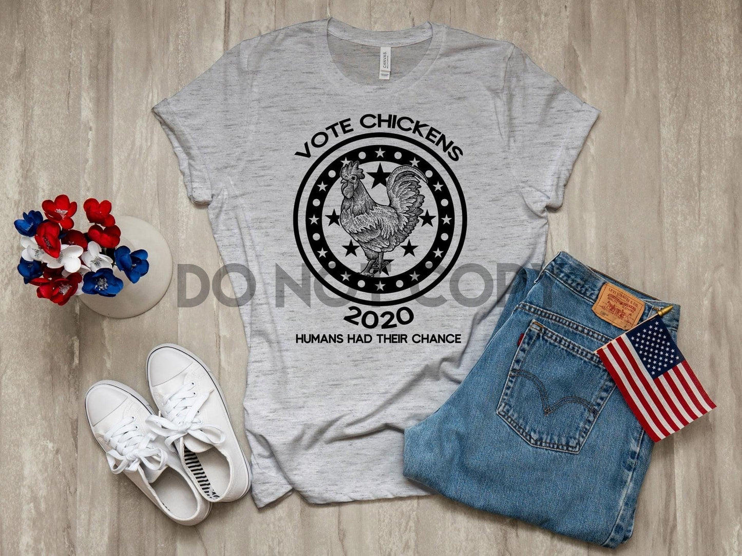 Vote for chickens 2020 humans had their chance BLACK INK one color Screen print transfer