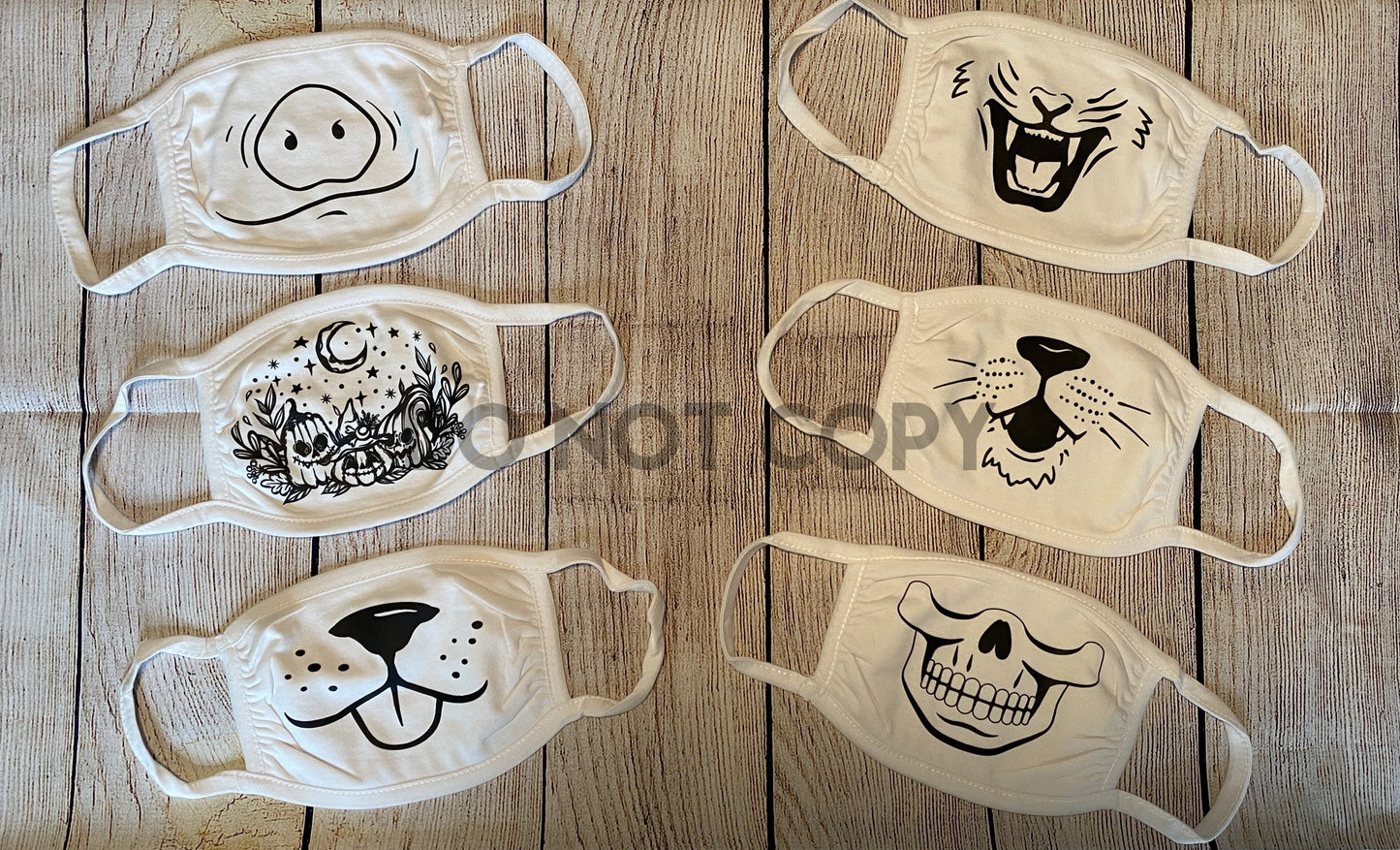 Skull face Adult size mask print (4.5") one color Screen print transfer