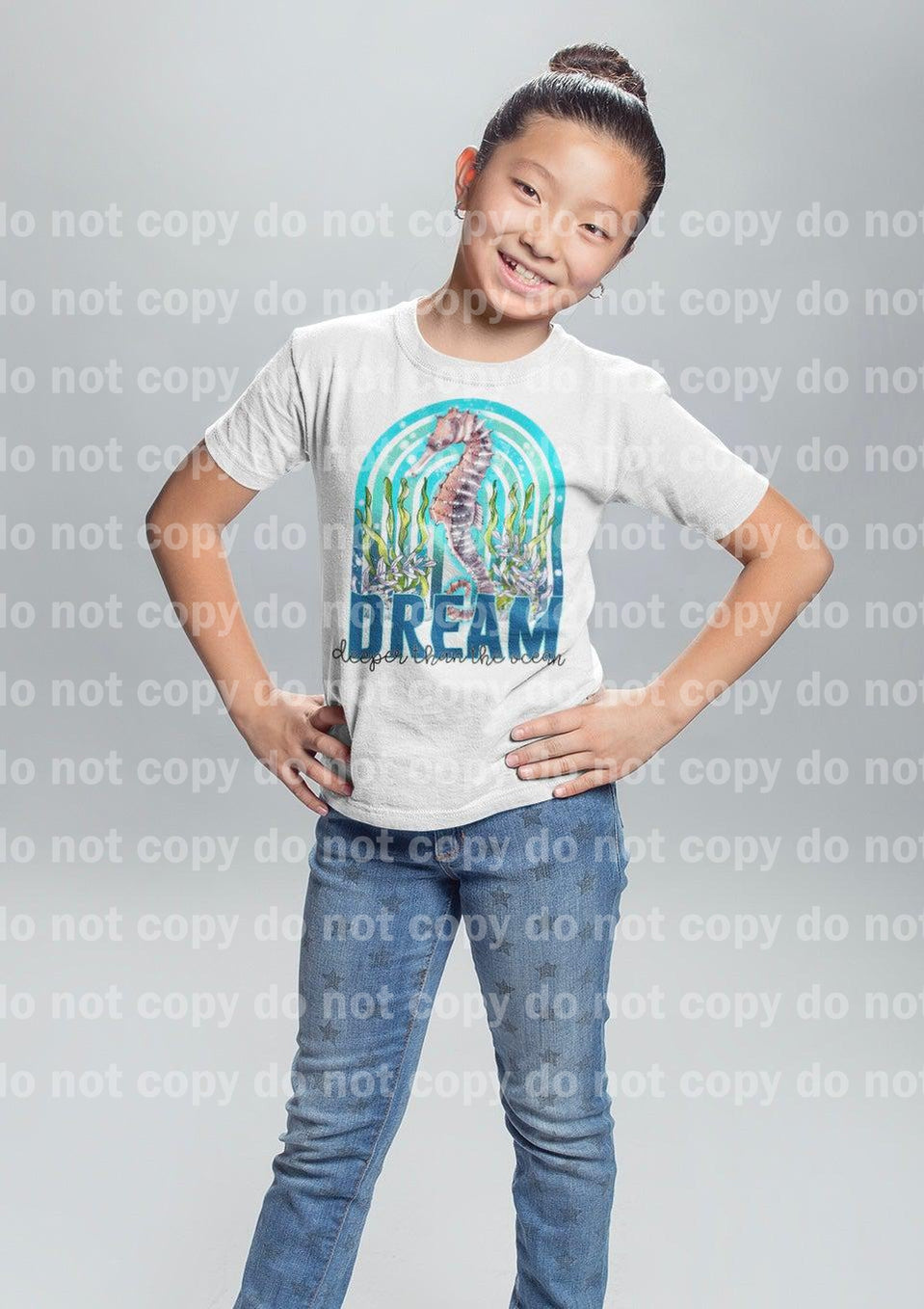 Dream deeper than the ocean seahorse rainbow Dream print transfer