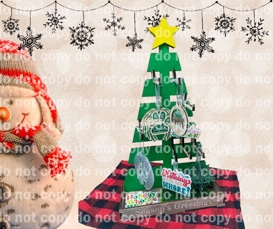 Árbol de Navidad navideño Estantes de exhibición de madera cortados con láser y personalizados con ganchos