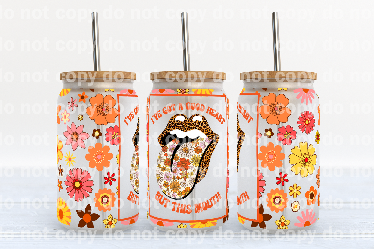 Tengo un buen corazón pero esta boca Envoltura de taza de 16 oz