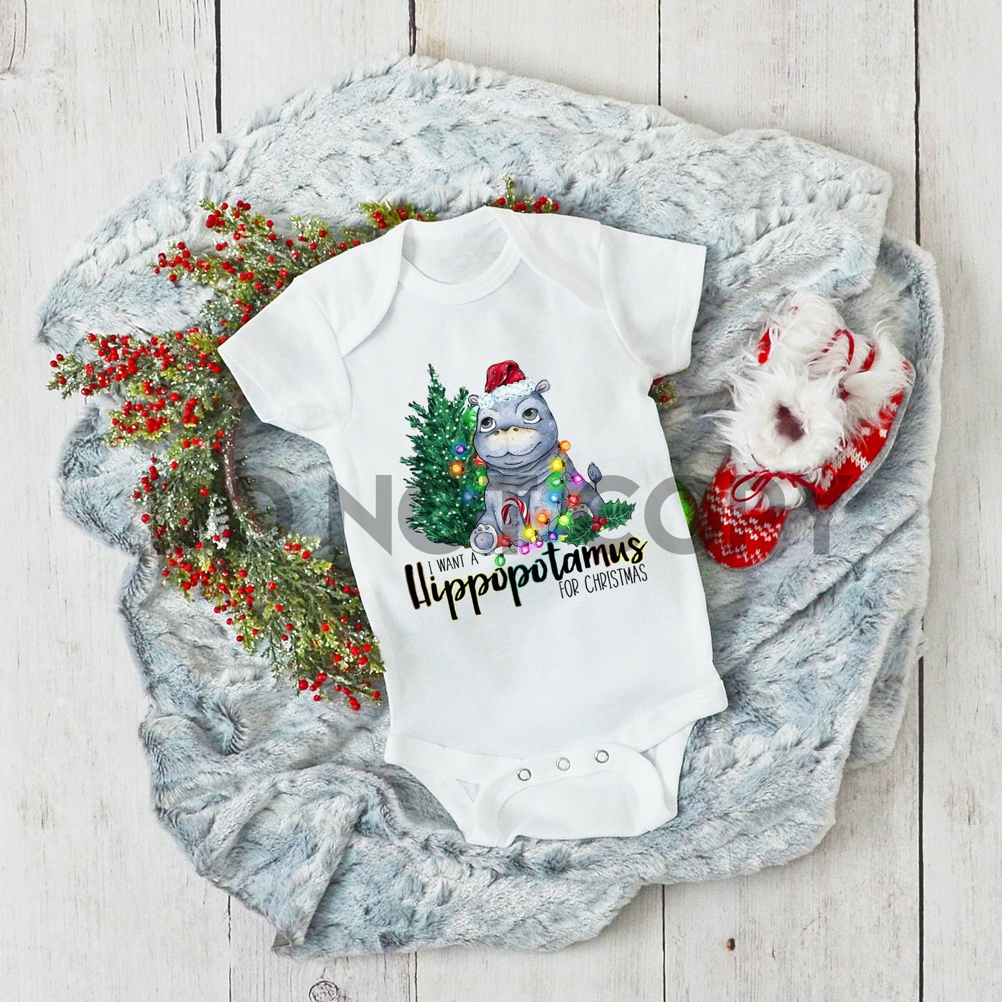 I want a Hippopotamus for Christmas Youth and Infant HIGH HEAT Full color Screen Print transfer