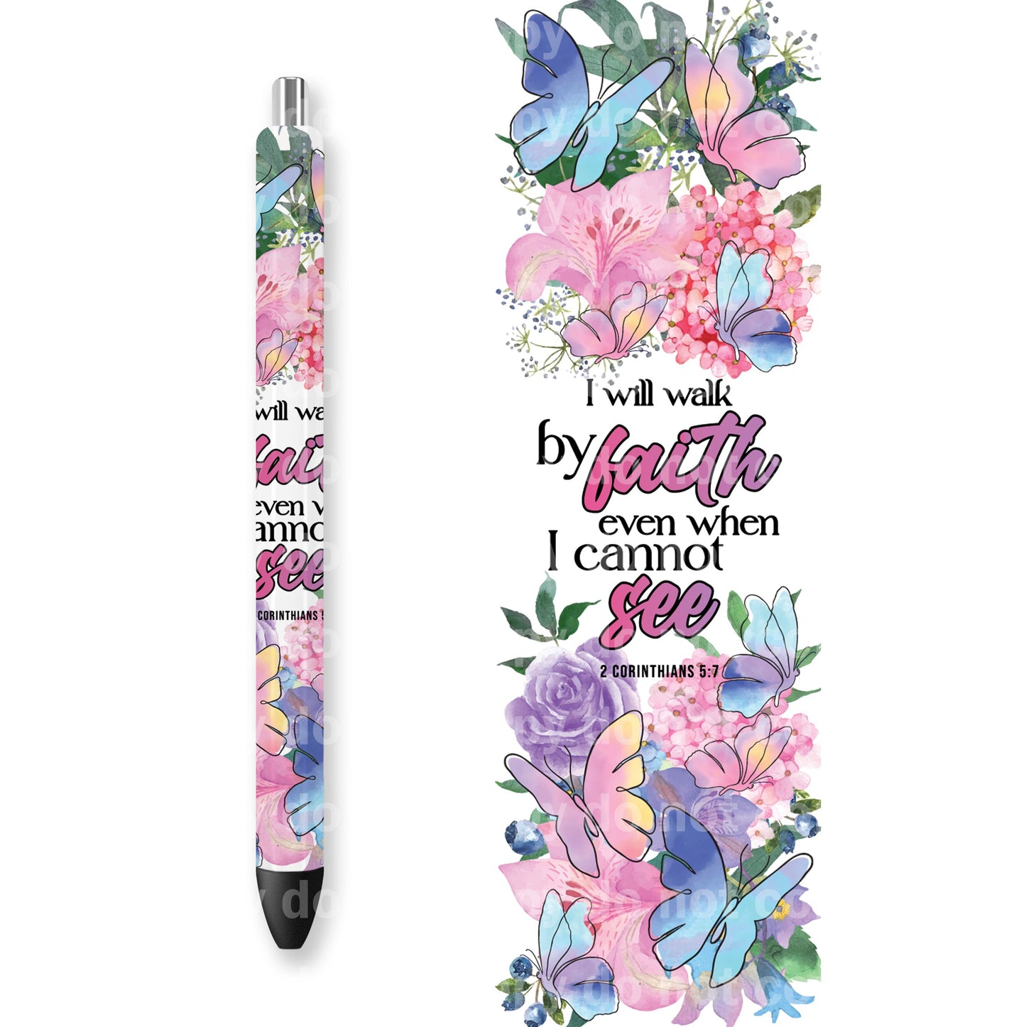 I Will Walk By Faith Even When I Cannot See 16oz Cup Wrap and Pen Wrap