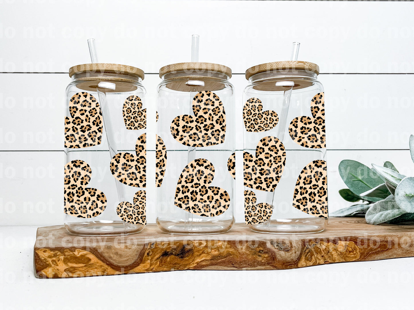 Leopard Print Hearts 16oz Cup Wrap