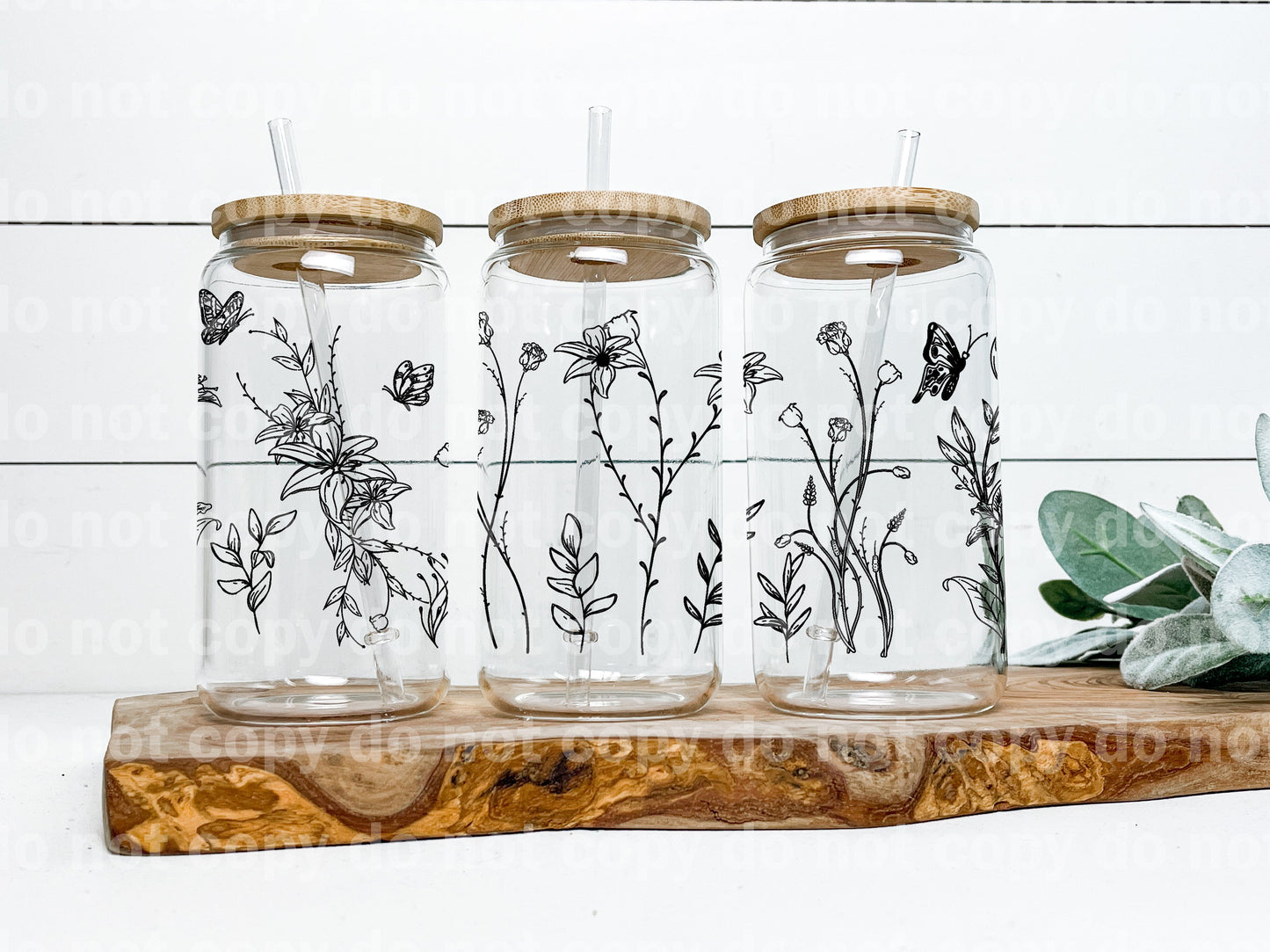 Flowers Line Art 16oz Cup Wrap