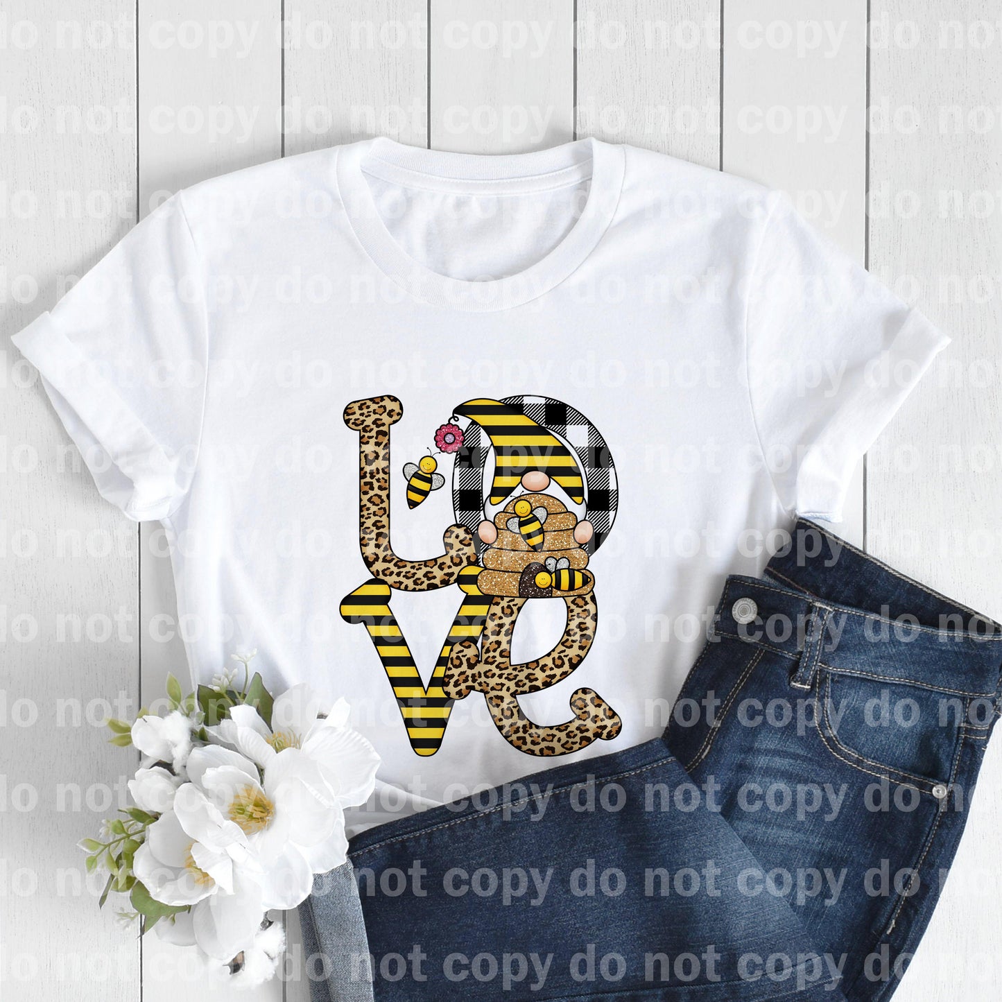Impresión de sublimación Love Bees Gnome Leopard