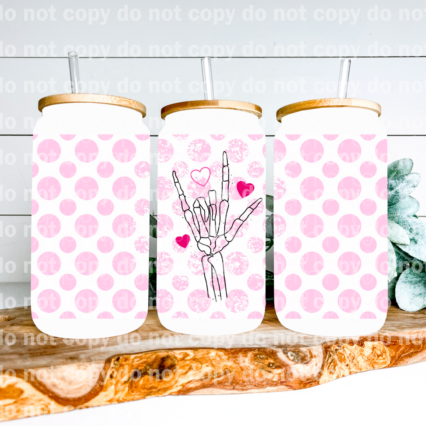 Love Pink Skellie 16oz Cup Wrap