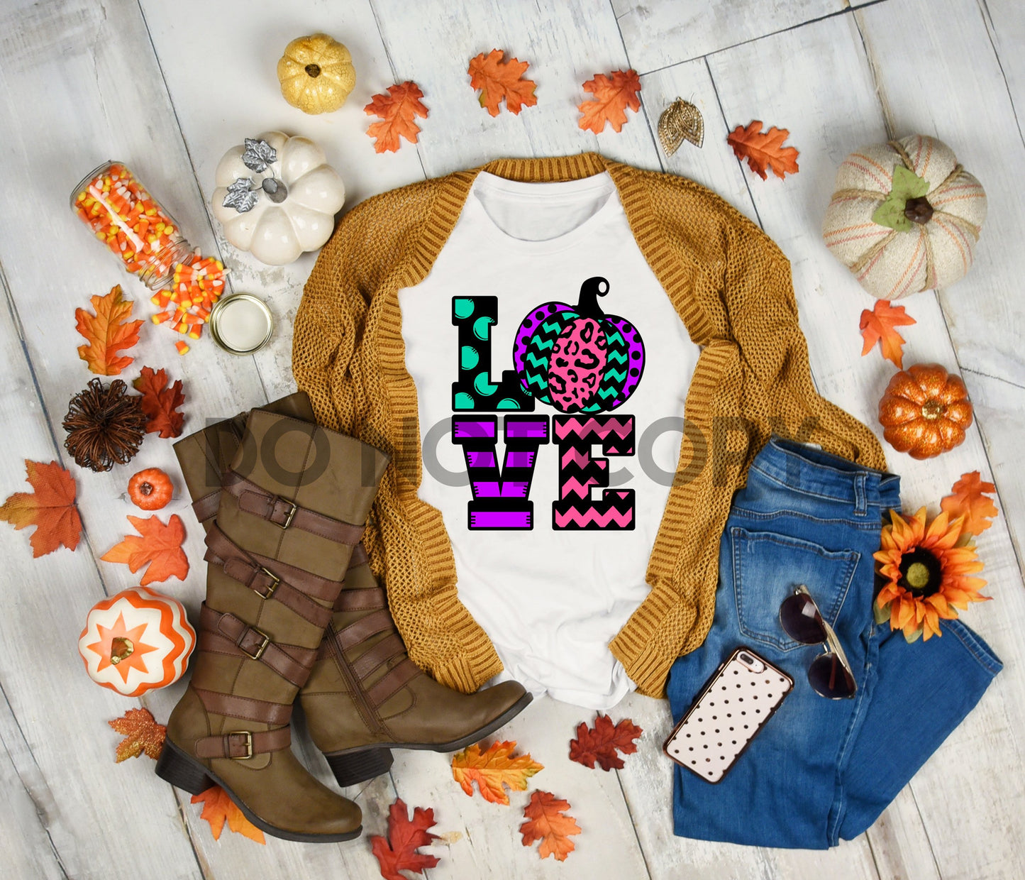 Love Pumpkin Word Art Purple Pink Sublimation print