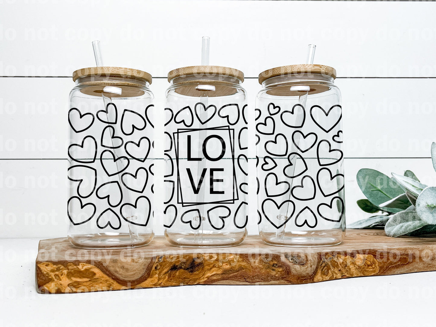 Love Word Hearts 16oz Cup Wrap