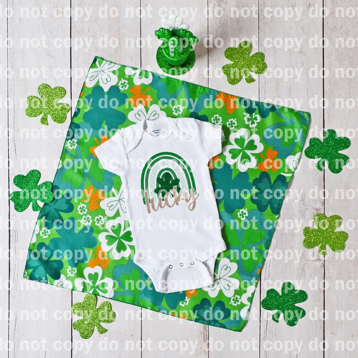 Lucky Gold Glitter Rainbow Shamrock Dream Print or Sublimation Print