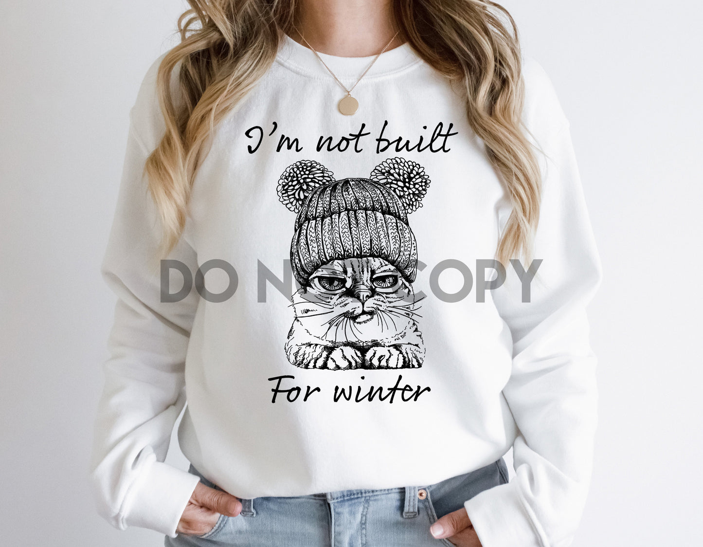 No estoy hecho para el invierno Grumpy Cat TINTA NEGRA transferencia de serigrafía de un color