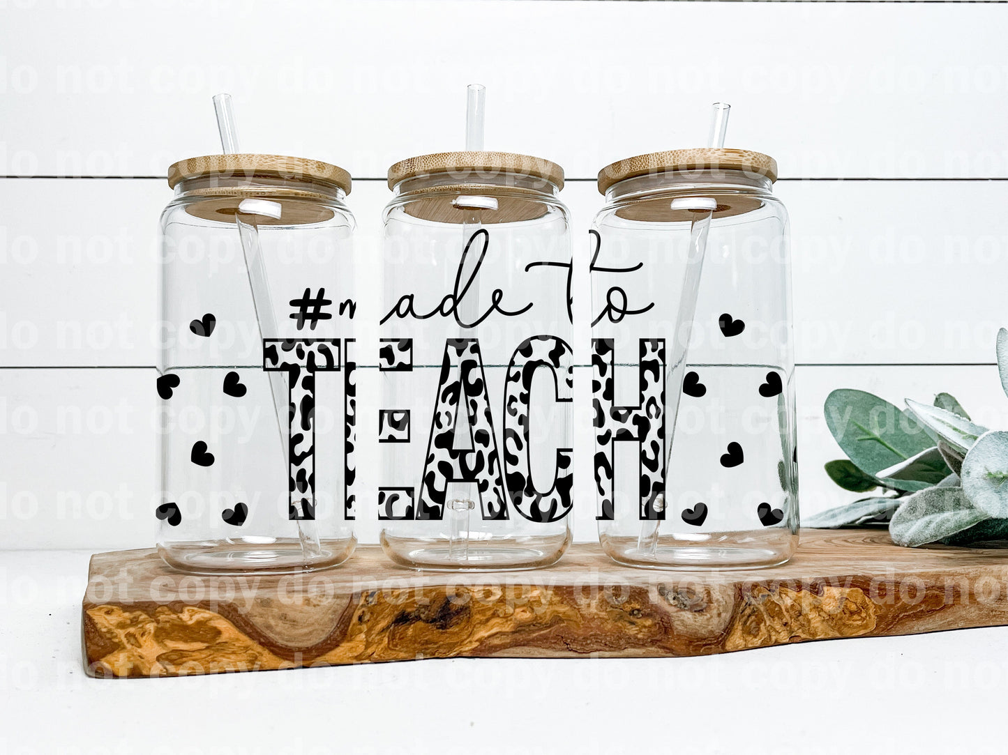 Made To Teach Leopard Print Black 16oz Cup Wrap