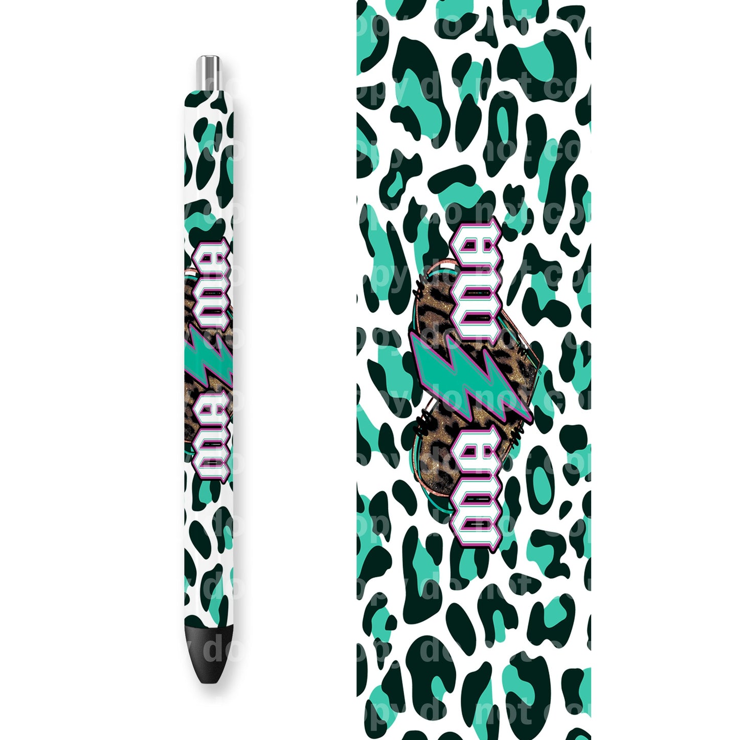 Mama Bolt Leopard Green Print 16oz Cup Wrap and Pen Wrap