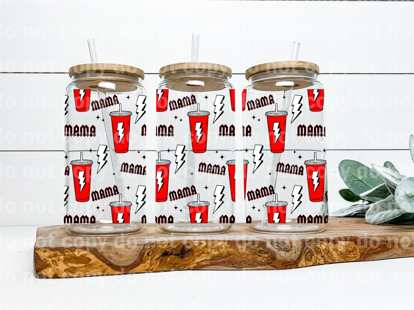 Mama Coffee Lightning Bolt 16oz Cup Wrap