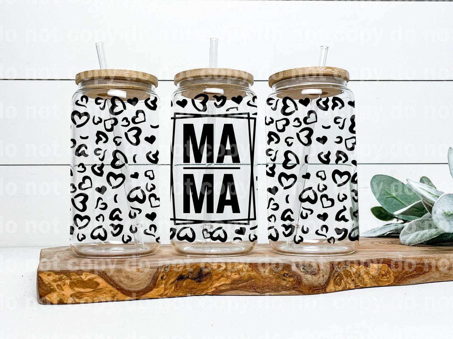 Mama Leopard Hearts 16oz Cup Wrap