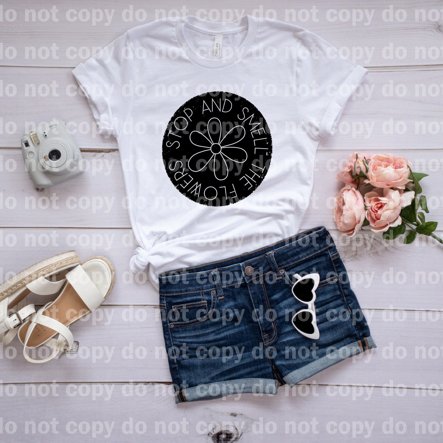 Stop and Smell The Flowers Black Sublimation print
