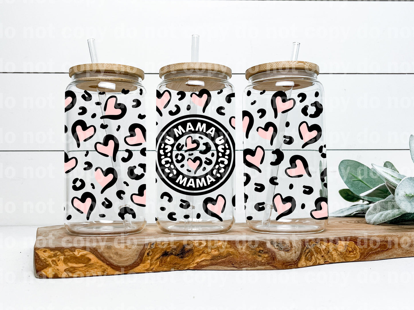 Mama Leopard Hearts 16oz Cup Wrap