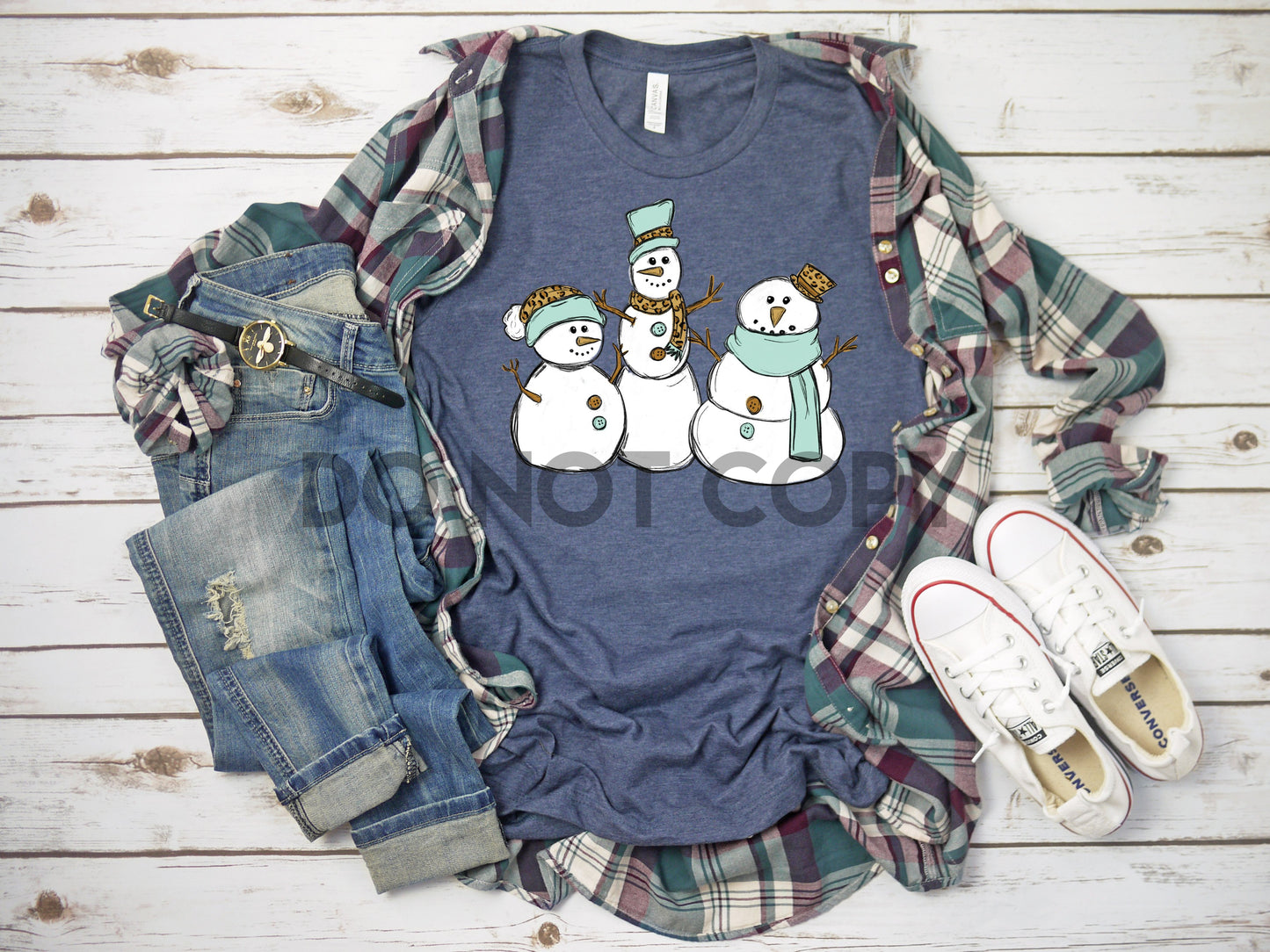 Mint snowmen Christmas Winter low heat Full color Screen Print transfer