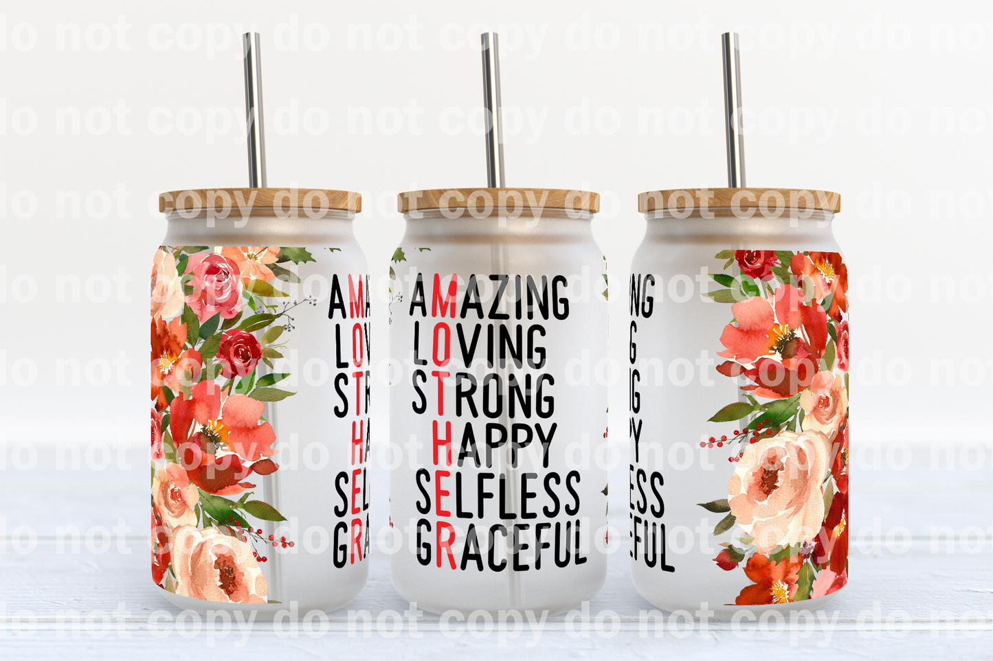 Envoltura de taza floral de 16 oz con significado de madre