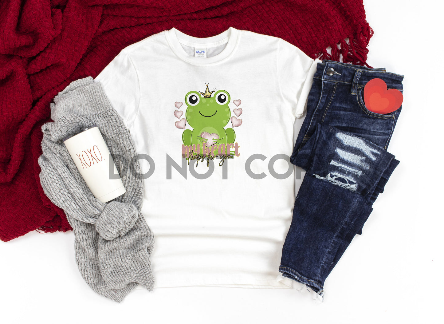 My Heart Leaps for You Frog Valentine Sublimation Print