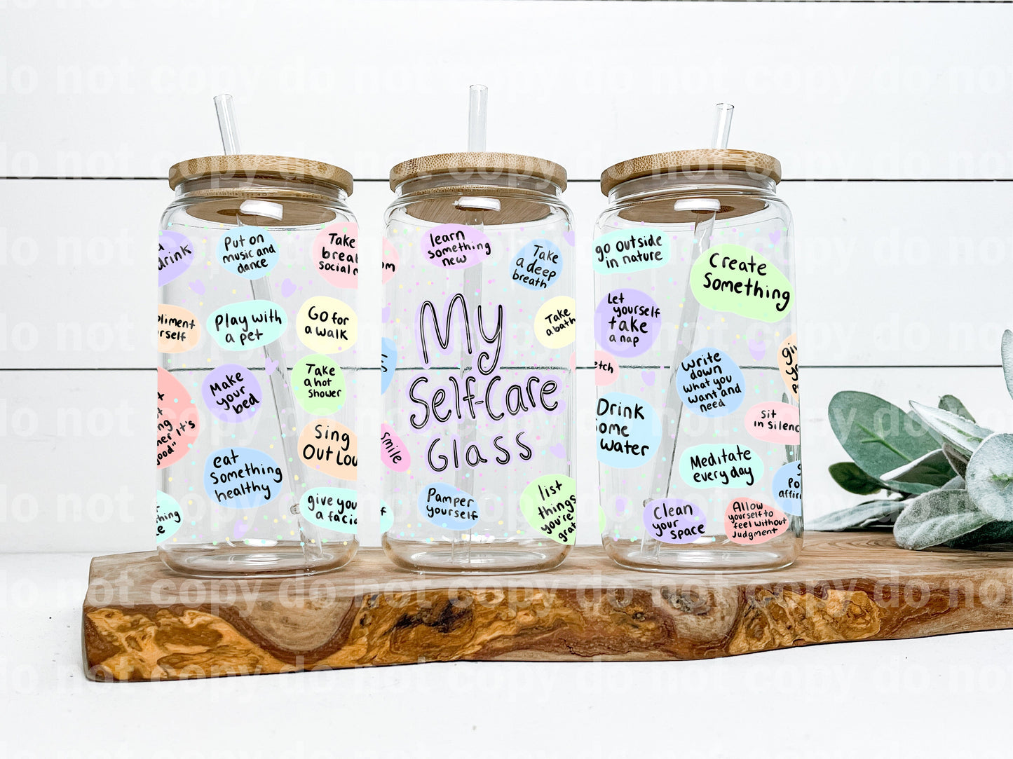 My Self-Care Glass 16oz Cup Wrap