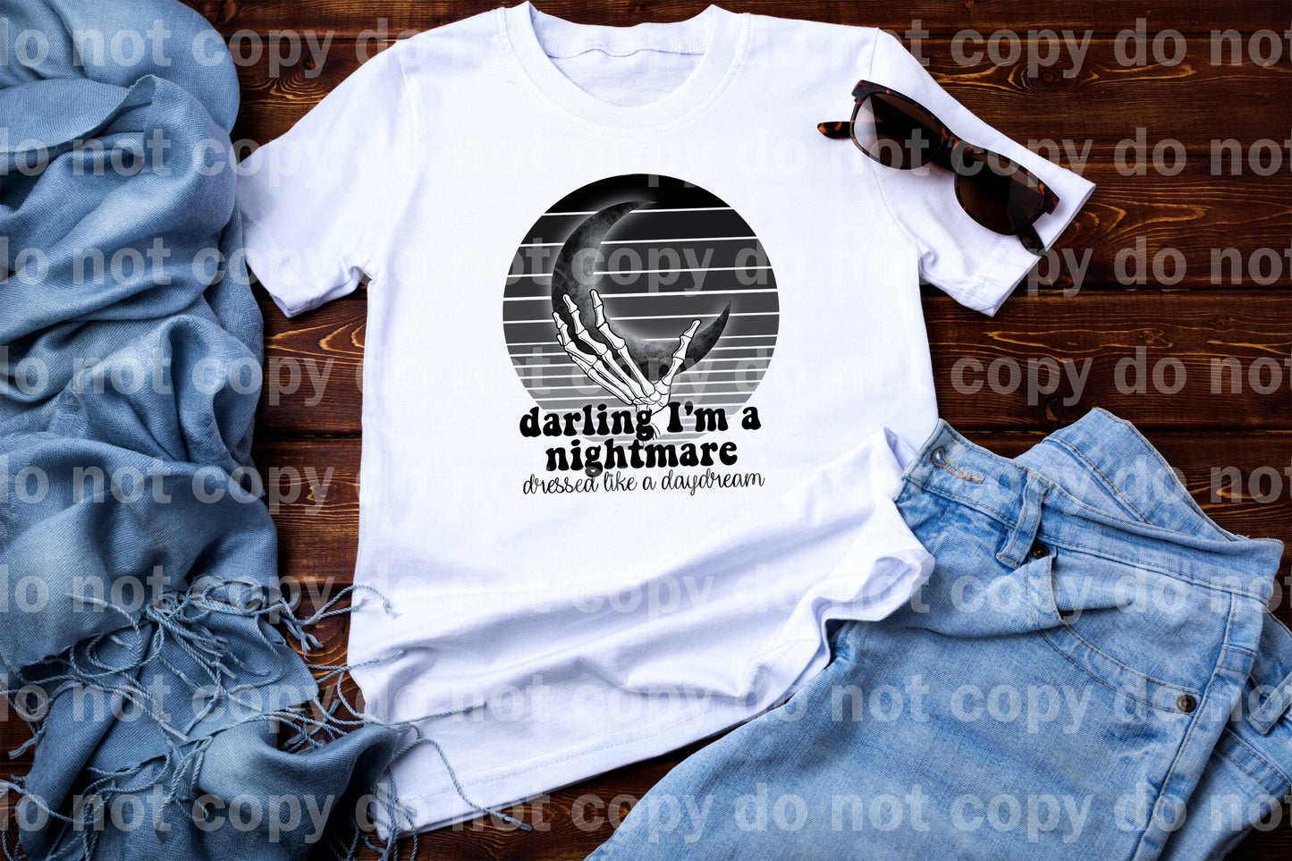 Darling I'm Nightmare Dressed Like A Daydream Moon Skeleton Sublimation Print
