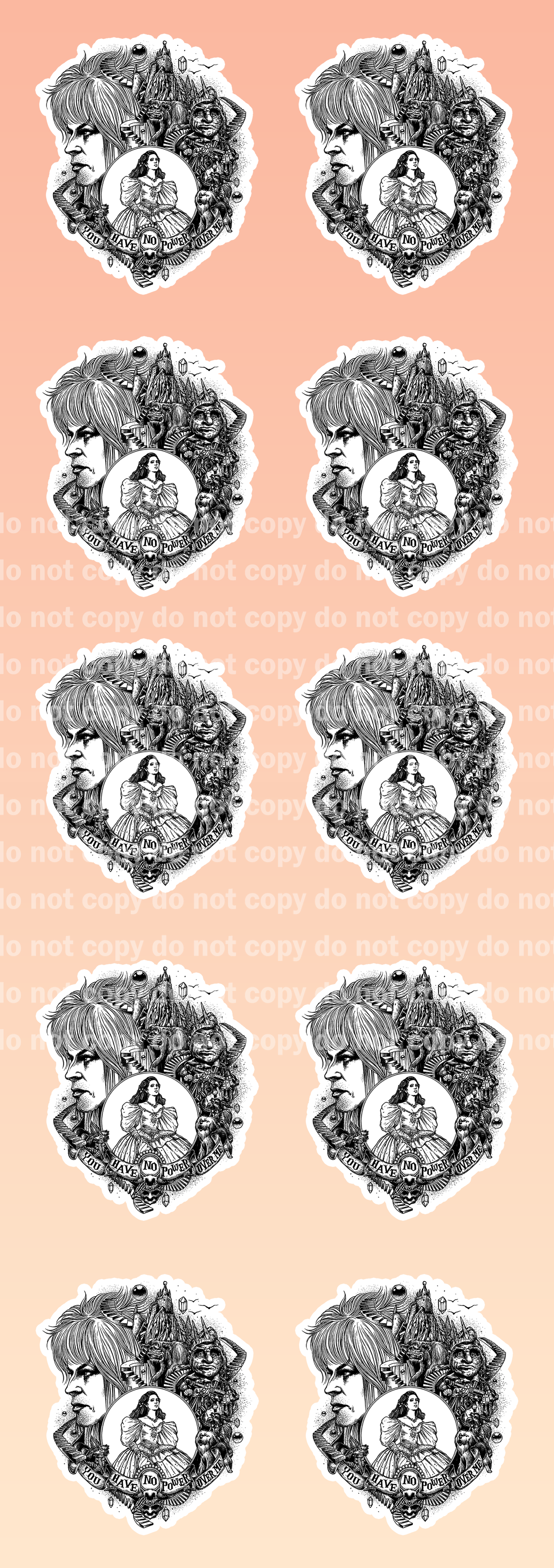 You Have No Power Over Me Full Color/One Color Sticker Set - 10 Glossy Stickers per sheet