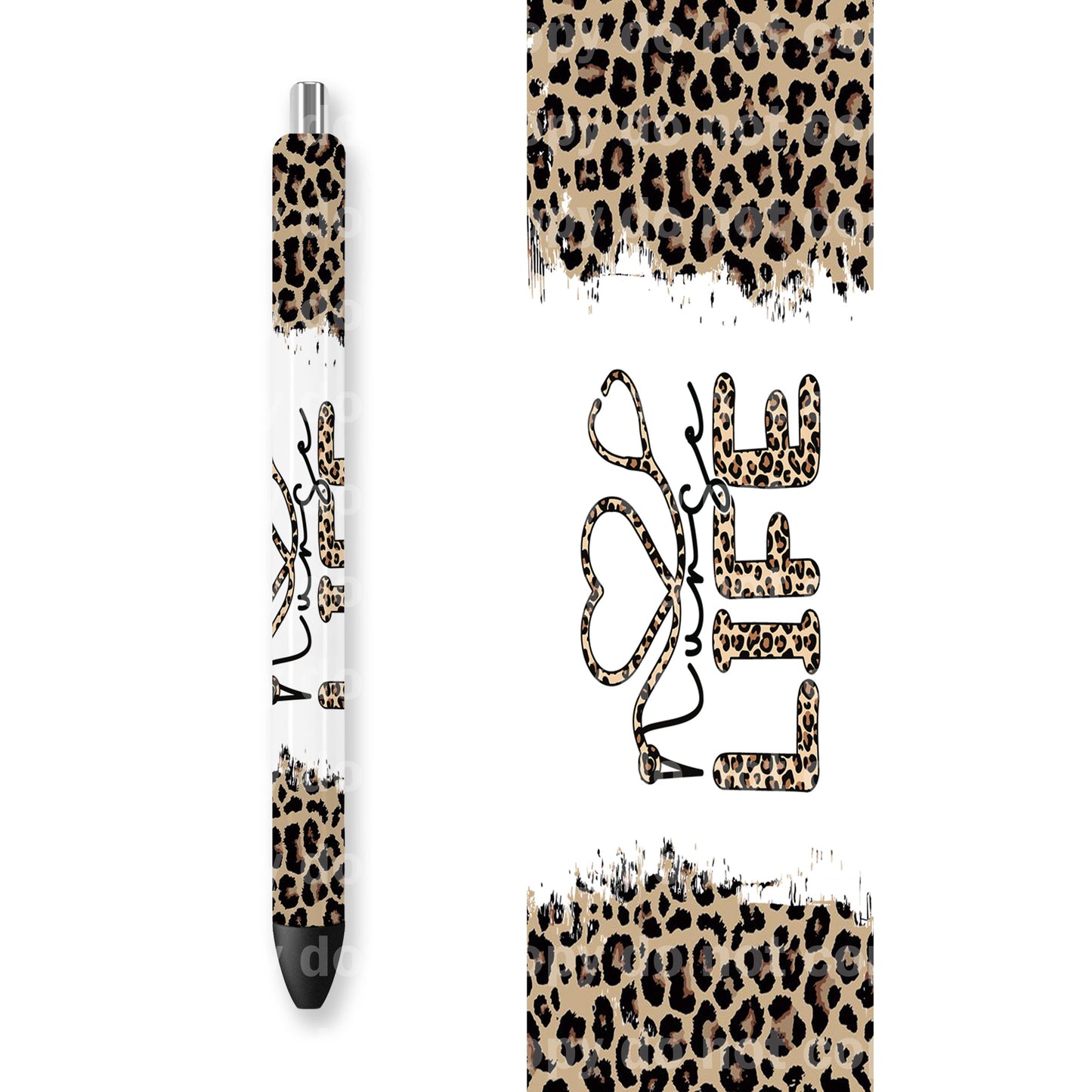 Nurse Life Leopard Print 16oz Cup Wrap and Pen Wrap