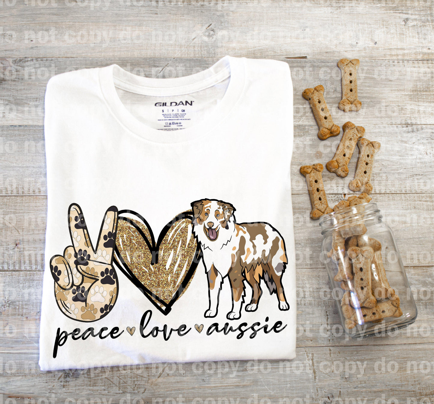 Impresión de sublimación Peace Love Aussie Red Merle