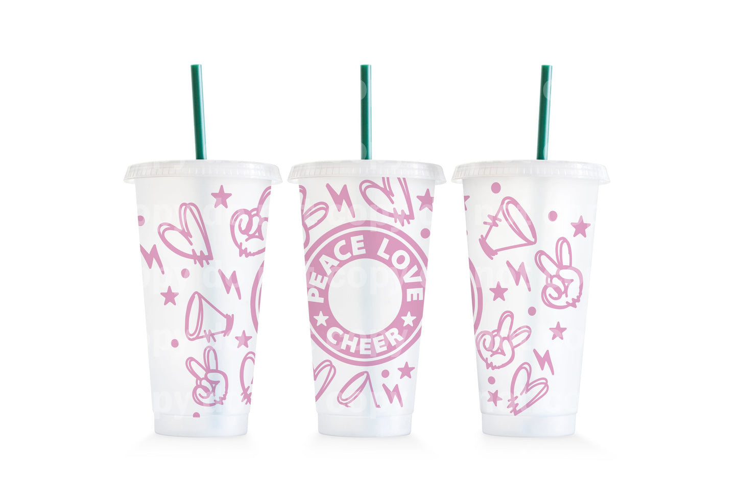 Peace Love Cheer Cup Wrap 24oz Cold Cup Wrap
