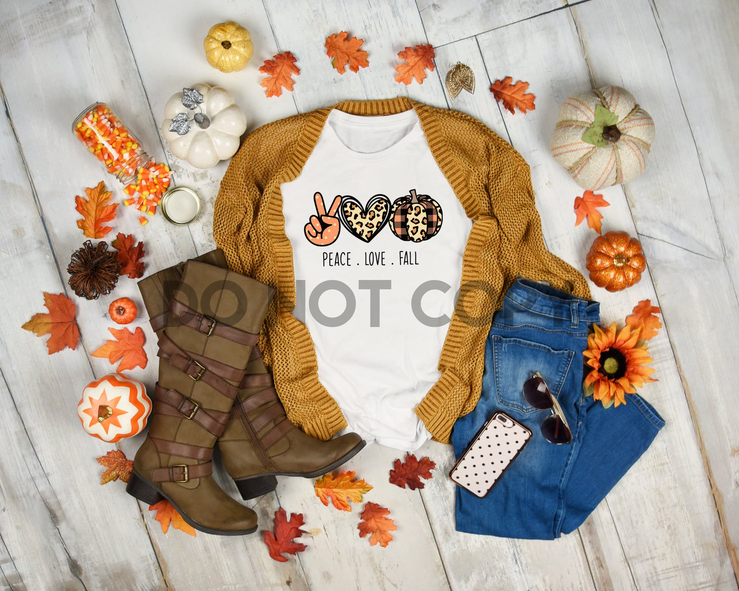 Peace Love Fall Pumpkin Sublimation print