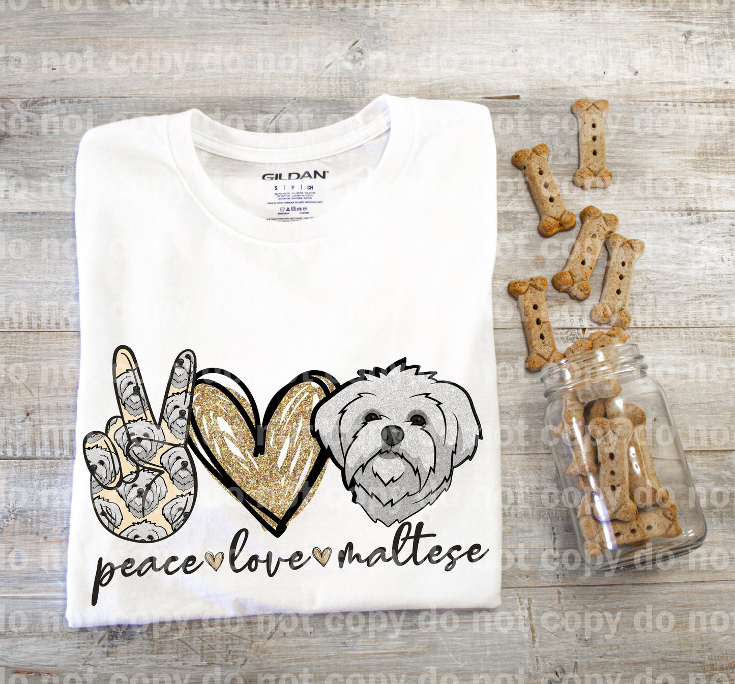 Impresión de sublimación maltesa Peace Love