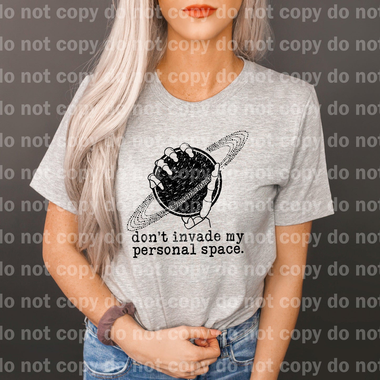 Don't Invade My Personal Space Skeleton BLACK INK one color Screen print transfer