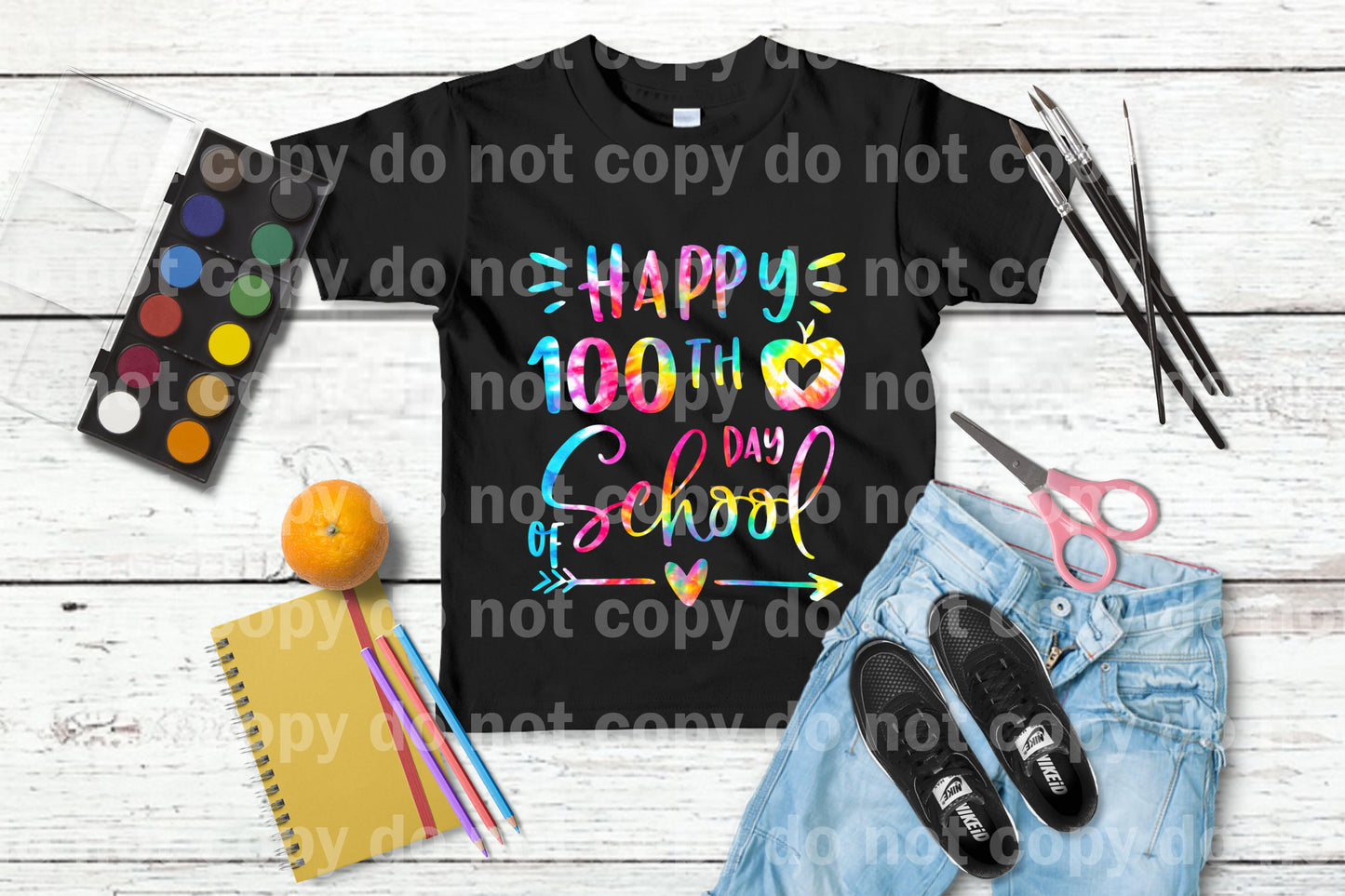 Transferencia de impresión Feliz día número 100 de clases Tie Dye Dream