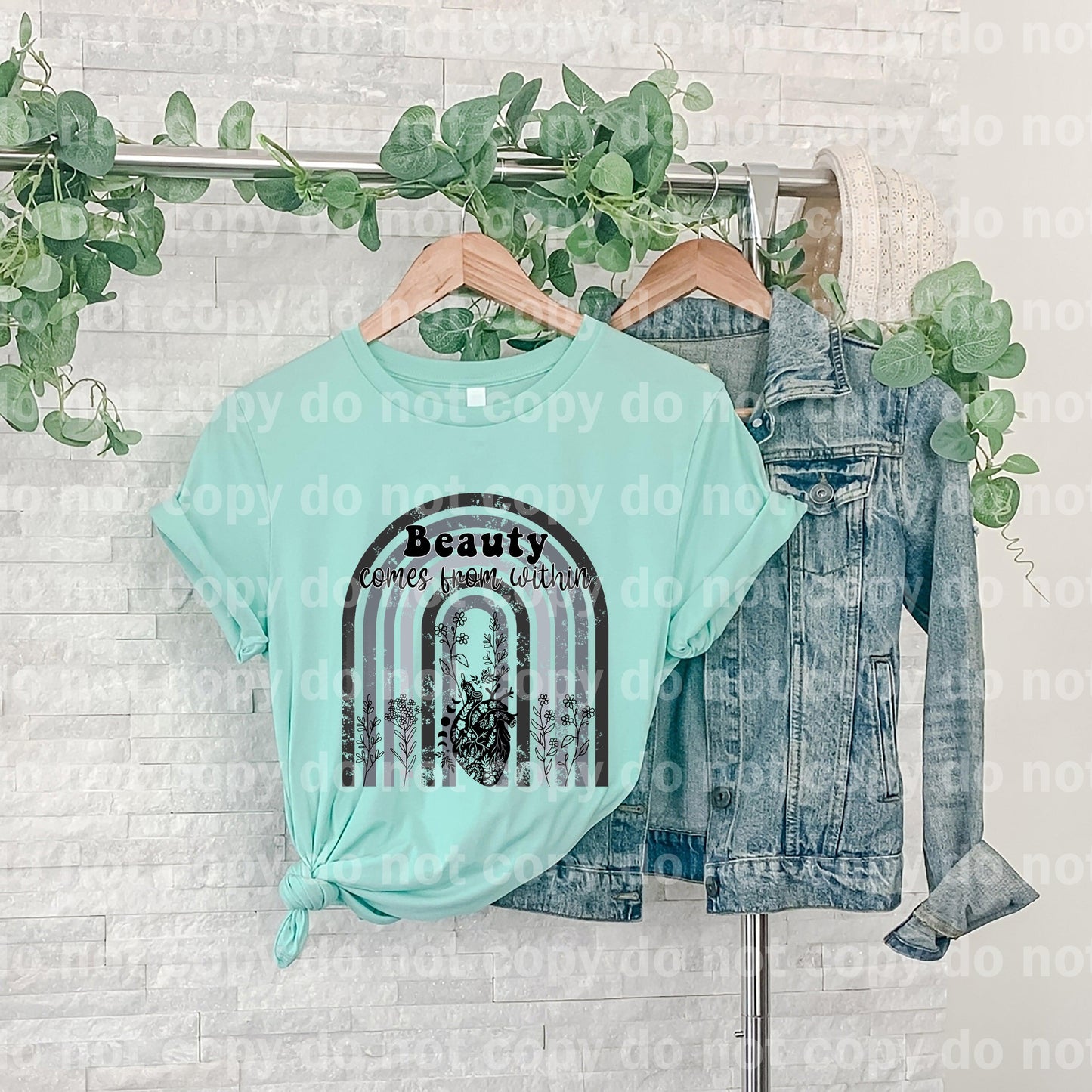 Beauty Comes From Within Heart Rainbow Dream print transfer