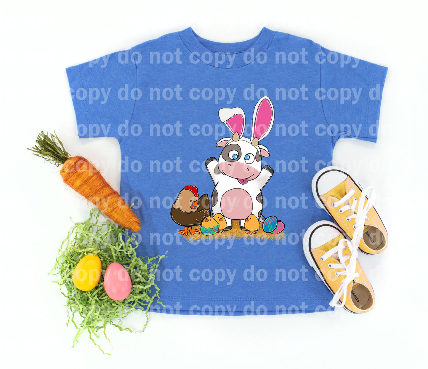Cow Bunny Easter Chicken and Eggs Dream print transfer