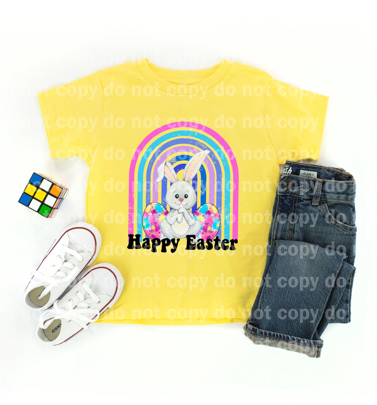Happy Easter Eggs Bunny Rainbow Dream print transfer