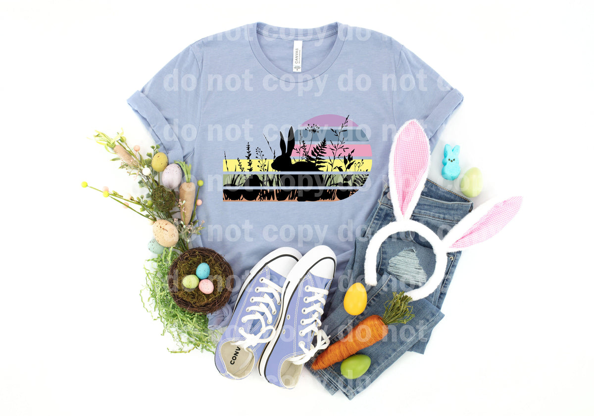 Easter Retro Silhouette Bunny Dream print transfer