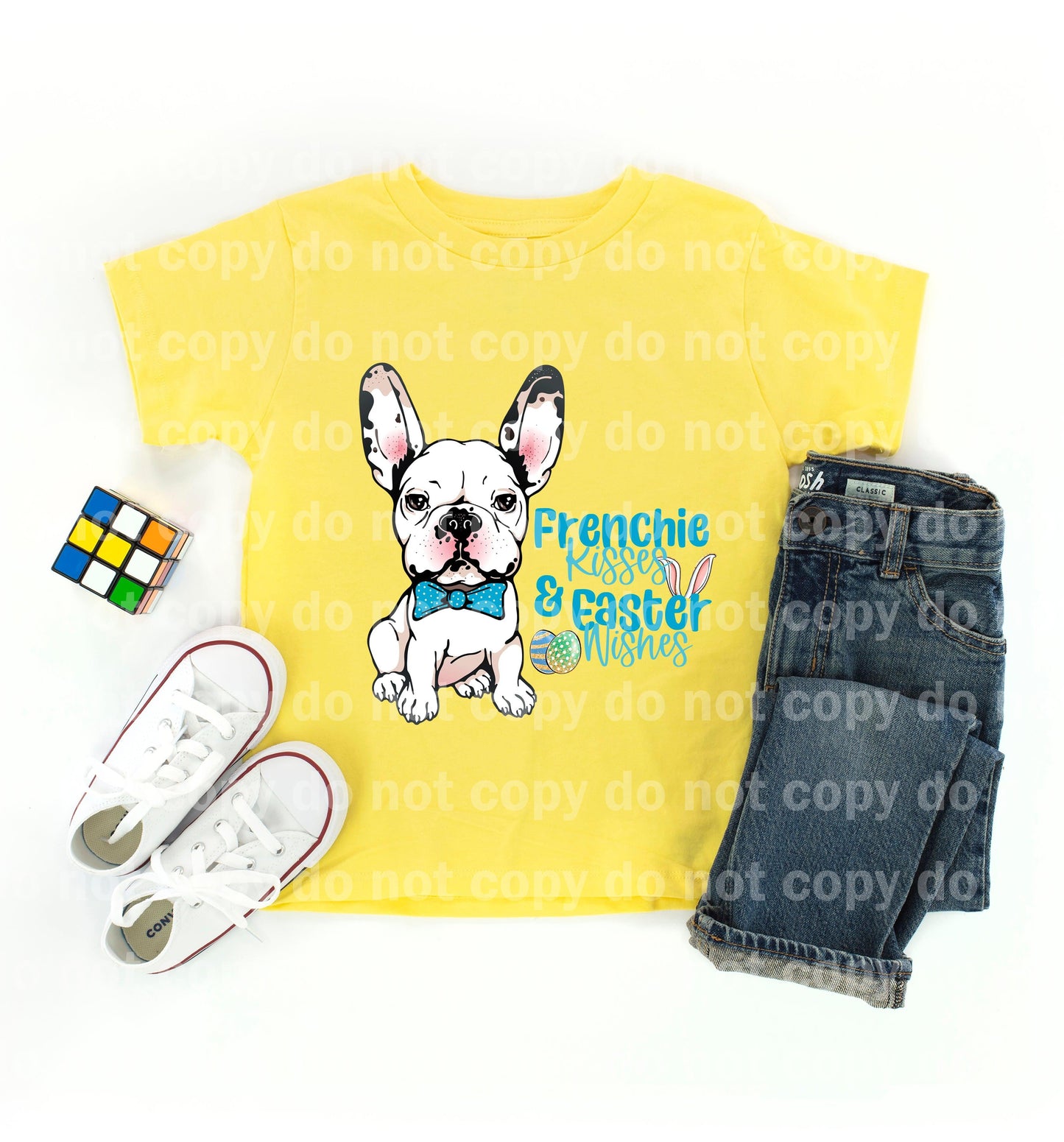 Frenchie Kisses Easter Wishes Dream print transfer