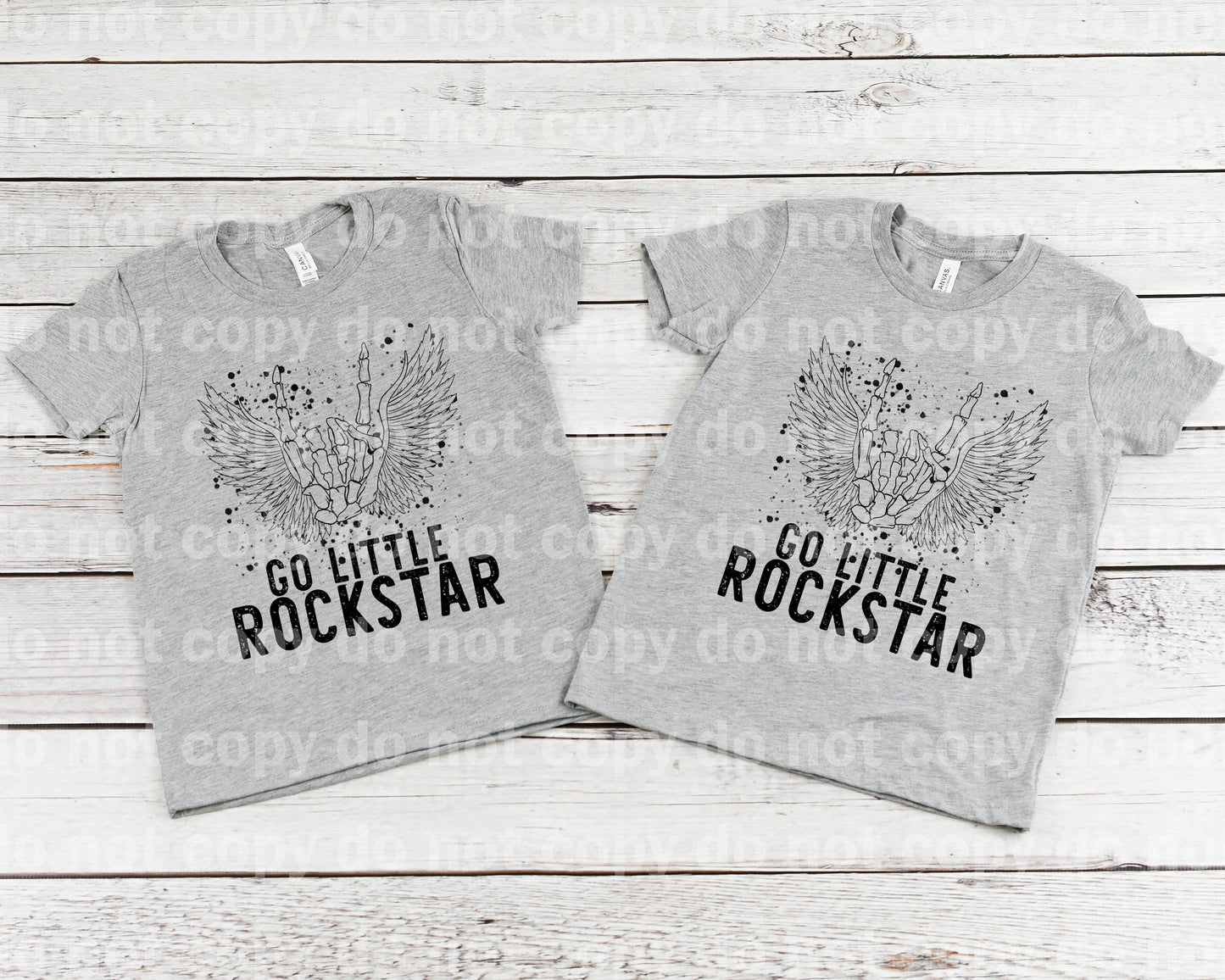Go Little Rockstar Skellie Hand Wings Dream print transfer