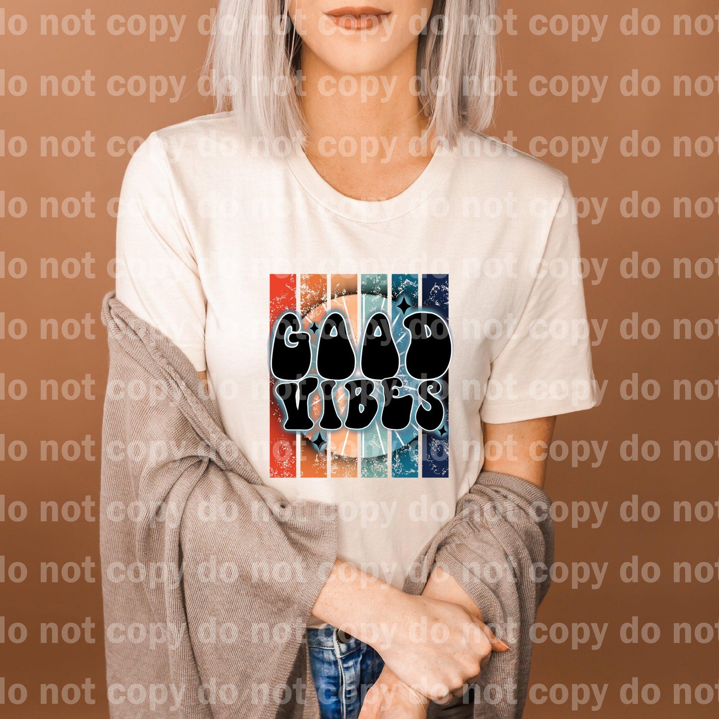 Good Vibes Retro Distressed Dream print transfer
