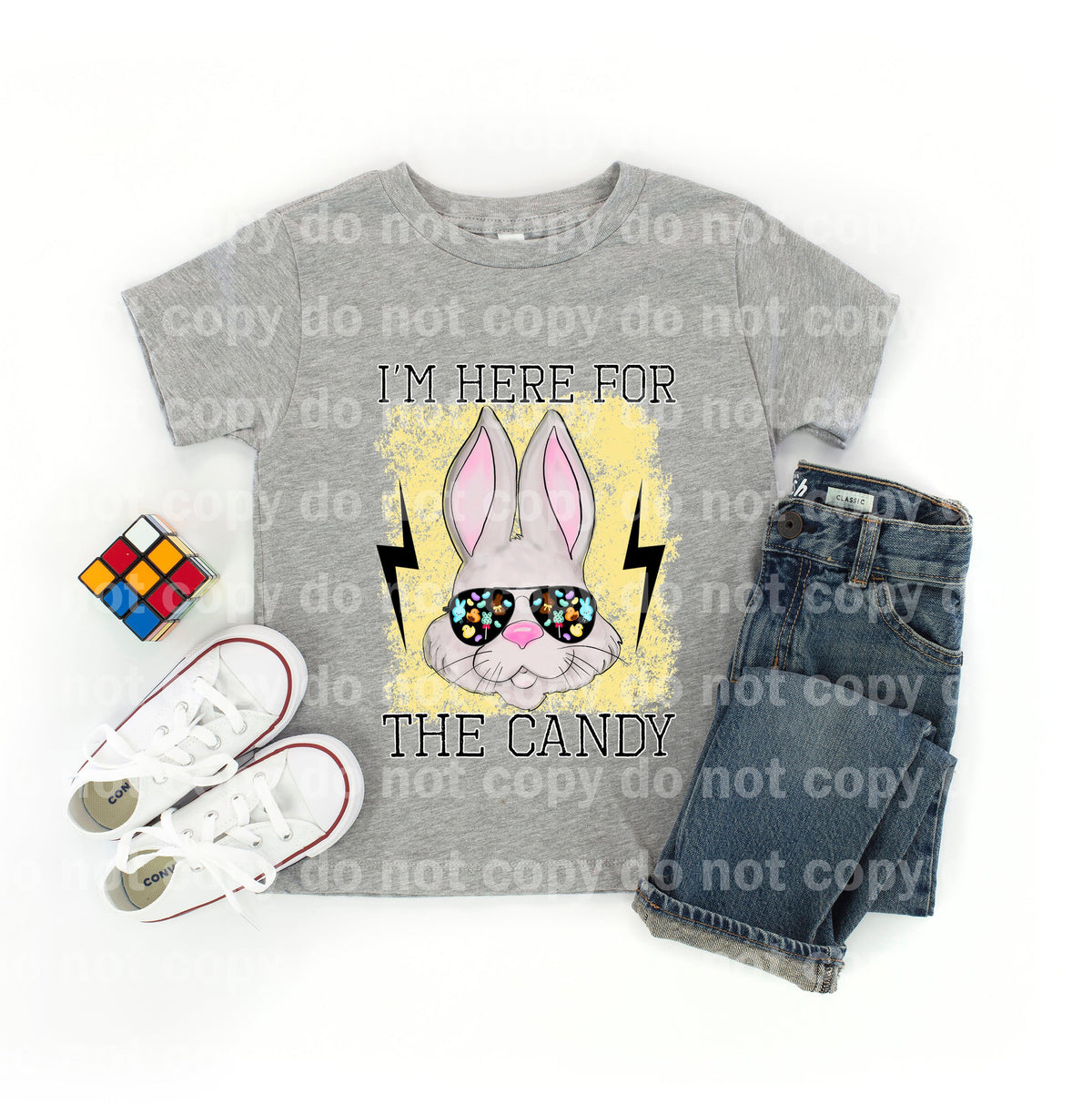 I'm Here for the Candy with Background Dream print transfer
